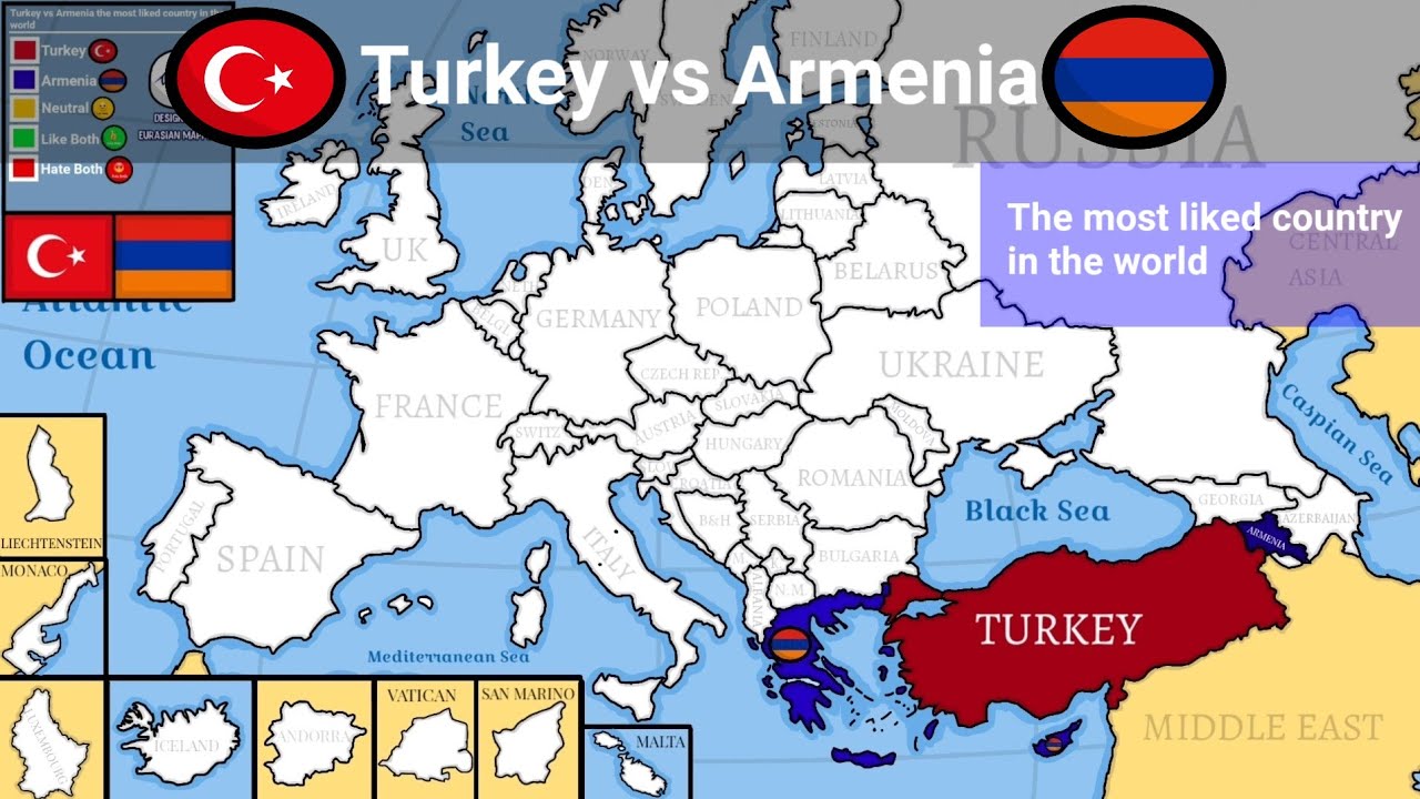 Turkey 🇹🇷 vs Armenia 🇦🇲 the most liked country in the world