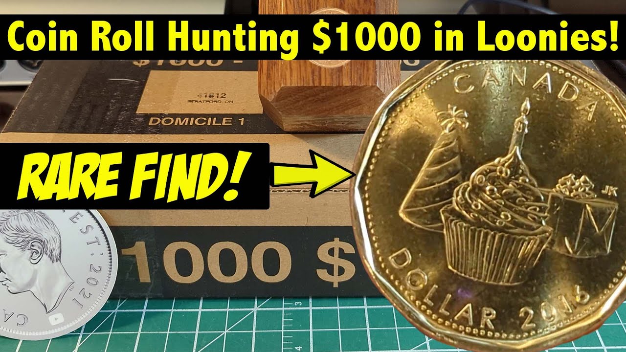Coin Roll Hunting $1000 of Canadian $1 Coins (Loonies!) - Crazy *RARE* Find!