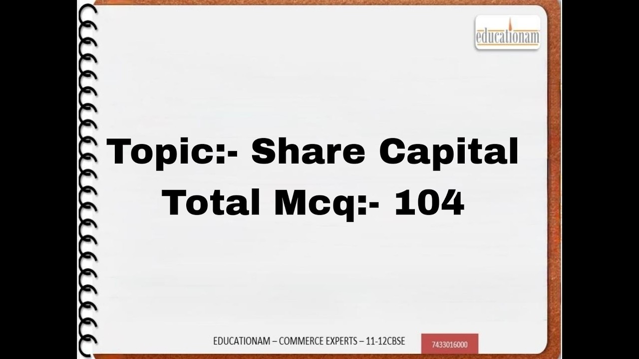 MCQ Accounts | Share Capital | Class 12