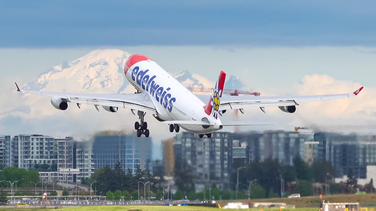 (4K) 7 Amazing HEAVY Take-offs at Vancouver Airport YVR