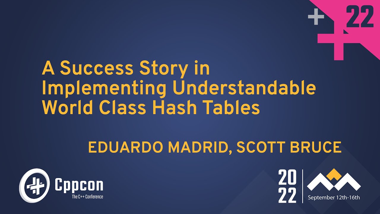 Implementing Understandable World Class Hash Tables in C++ - Eduardo Madrid, Scott Bruce CppCon 2022