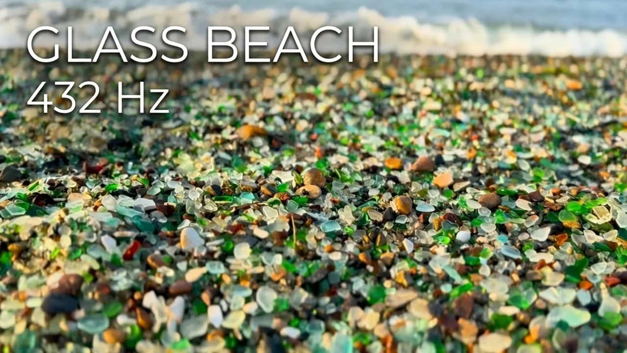 Glass Beach ASMR&mdash; 50 Mins Calming Ocean Waves Crashing on Glass  Shards Macro (4K No Music)