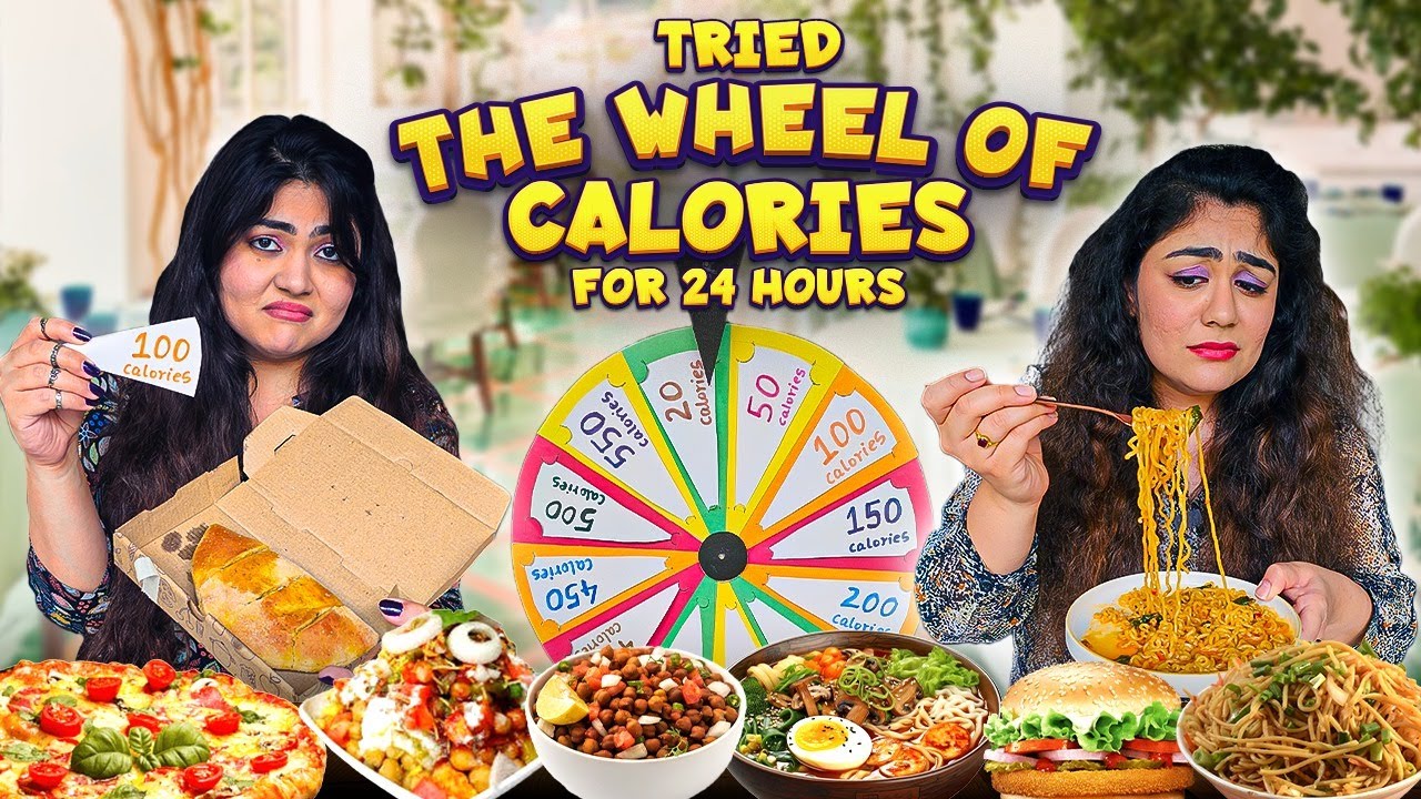 Letting Spinning Wheel of Calories Decide our MEALS for 24 hours Food Challenge ft. Thakur Sisters
