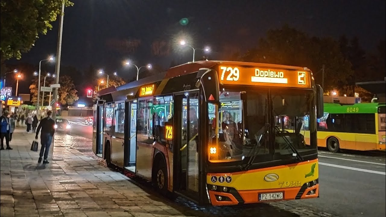 PUK Komorniki Linia 729 kierunek Ogrody(trasa zmieniona).Solaris Urbino 12lV gen.