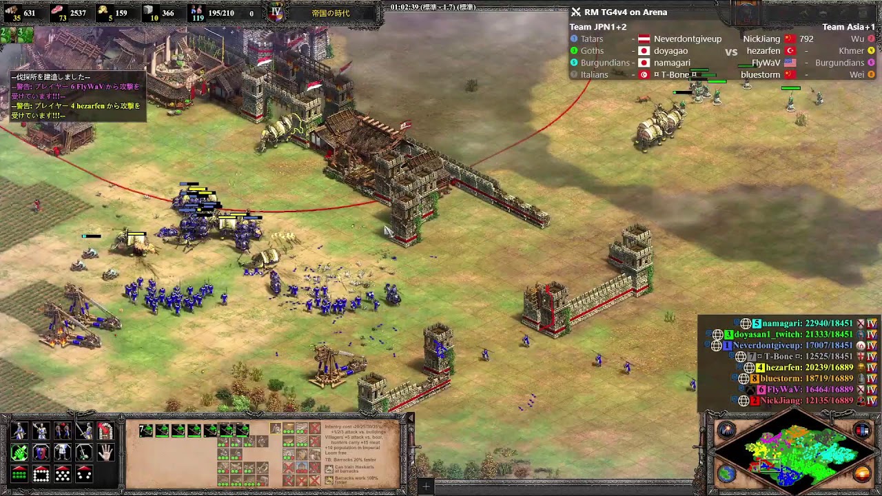 Aoe2 DE 1100～1300レート 4vs4