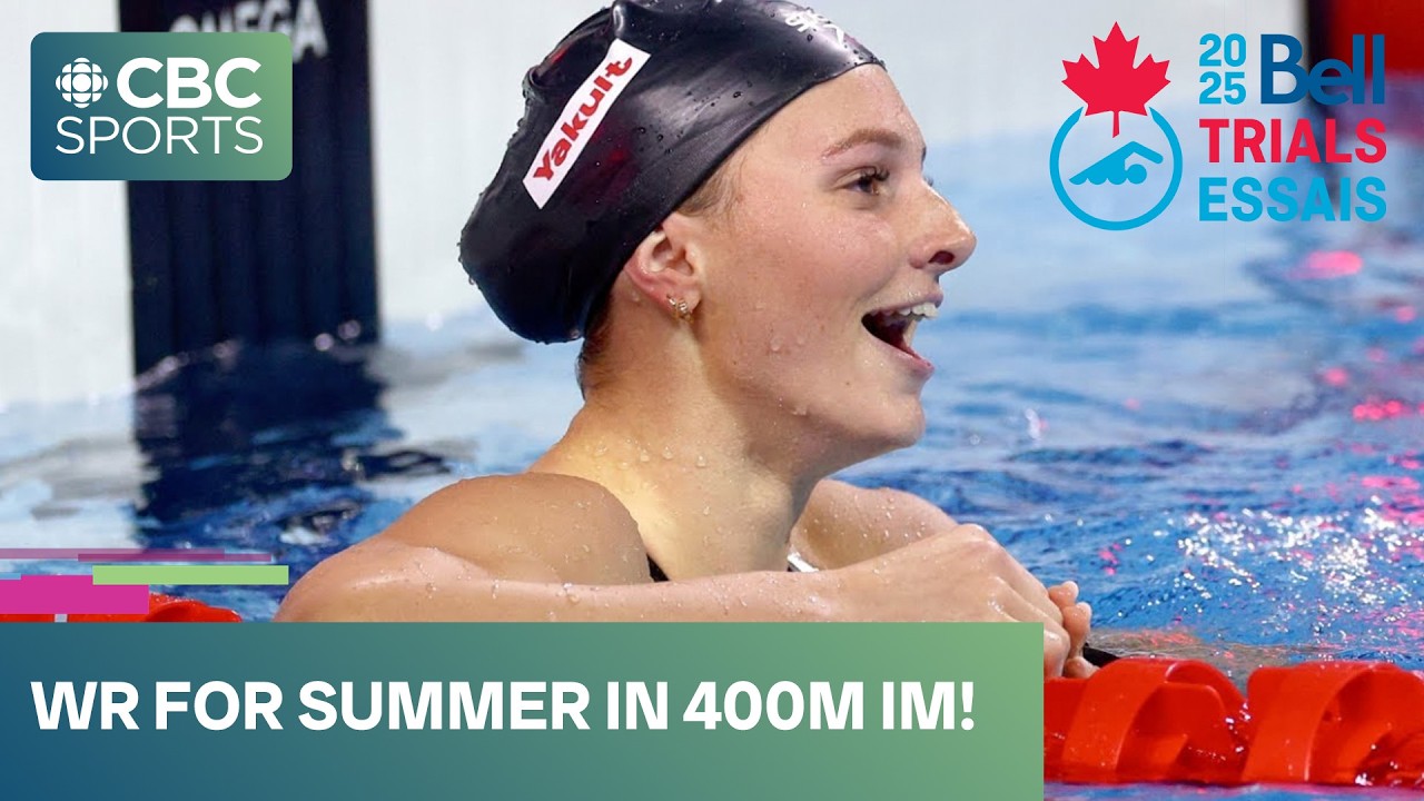 Summer McIntosh breaks own world record in 400m IM at Canadian swimming trials | #CBCSports