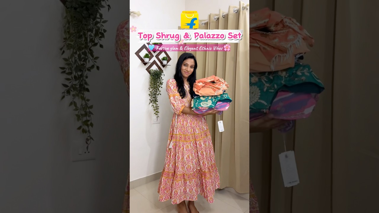 😍 Stylish Top,Shrug & Palazzo Set ✨ Three Piece Set 