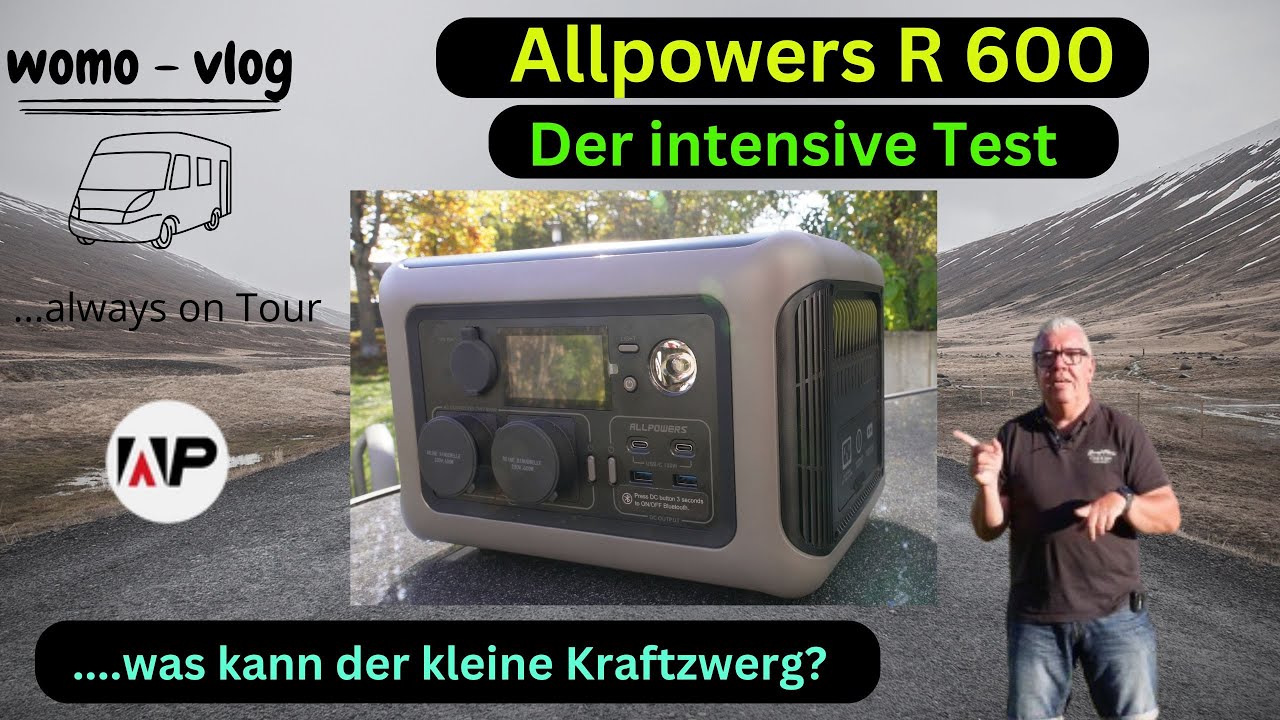 R600 Allpowers Powerstation mit Solar Panel  Ideal für Wohnmobil und Camping.