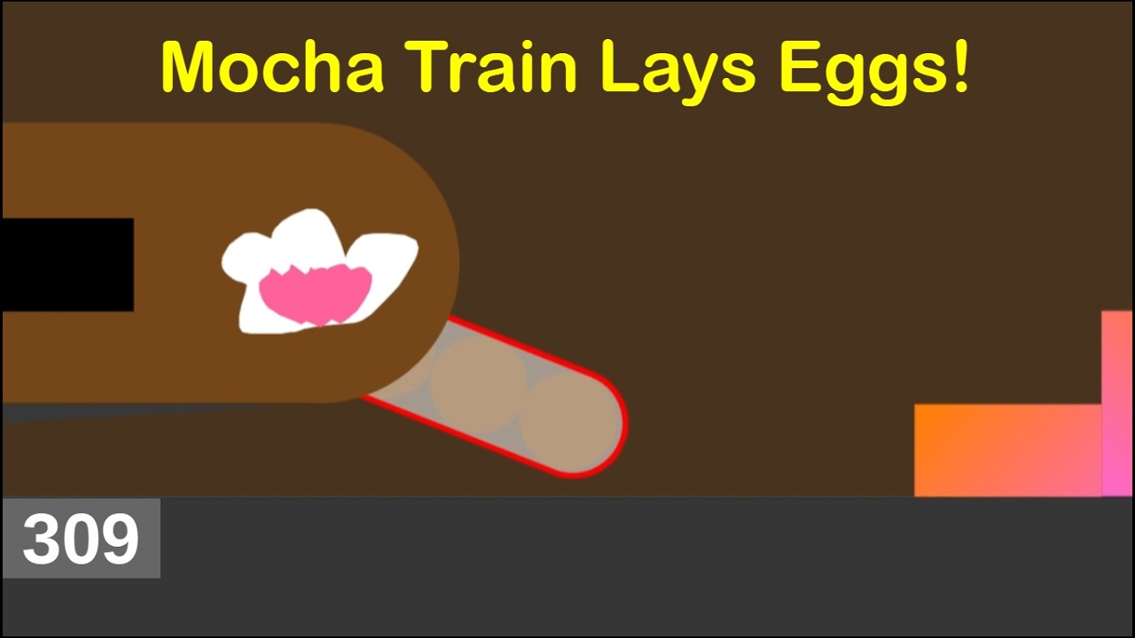 A Mocha Train lays eggs at the Baby Train Station!