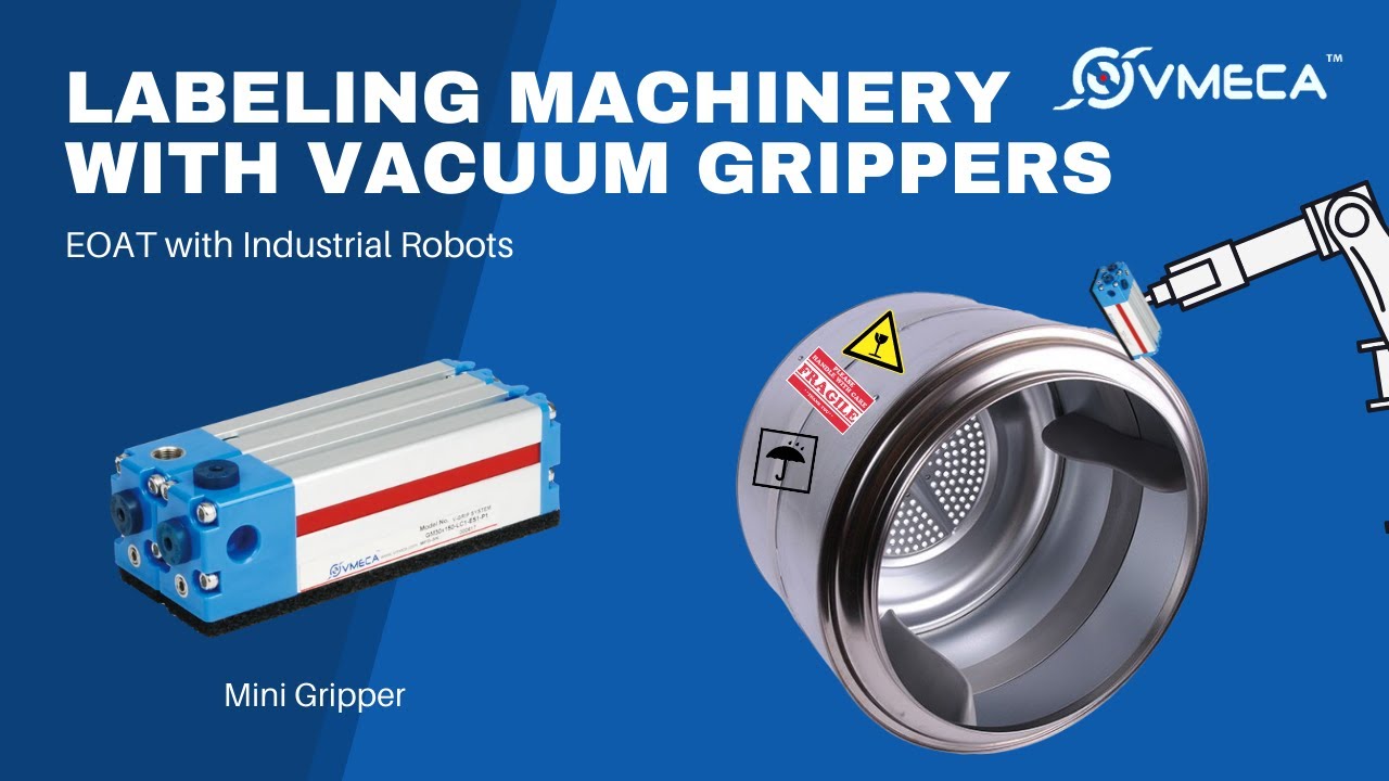 Packaging | Automated Labeling Large Machines with Industrial Robot | (Mini Gripper)