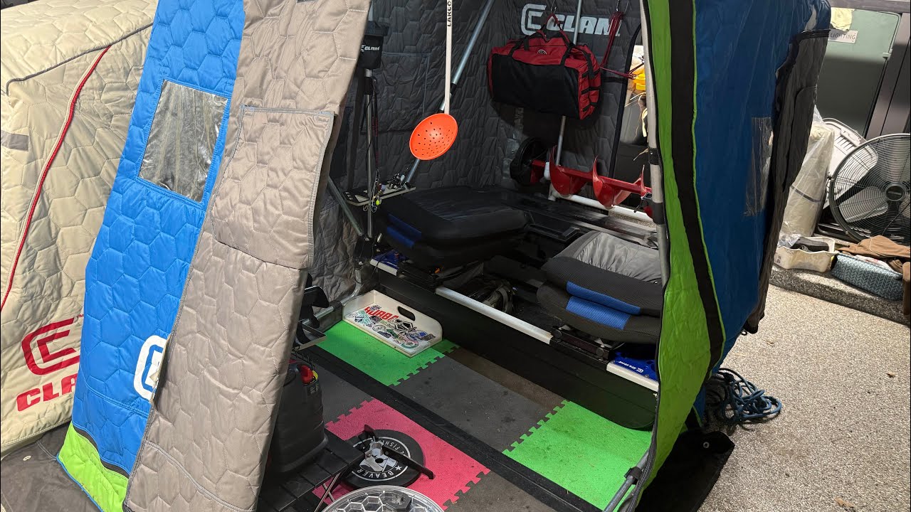 Clam Yukon XL Flip Over Ice Shanty Upgrades (Basic 1 or 2 Person Fishing Setup!!!)