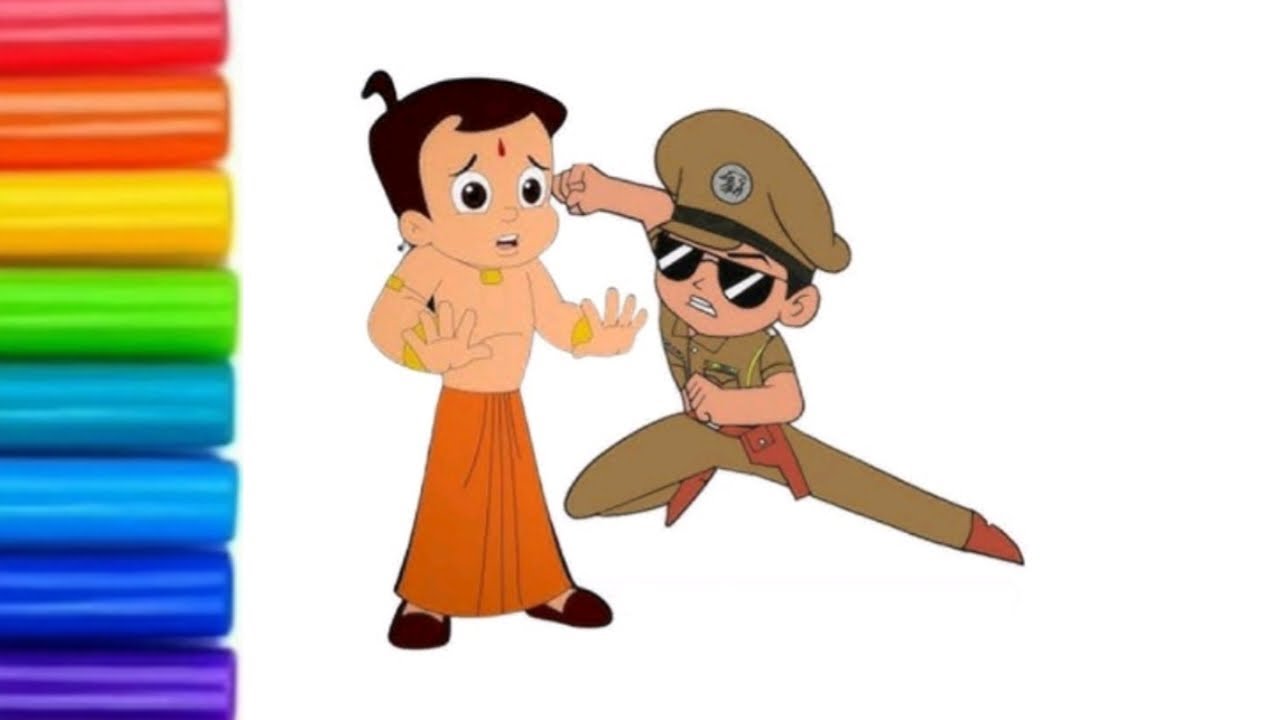 Colourful little singham drawing | easy little singham drawing | drawing for kids | choota bheem