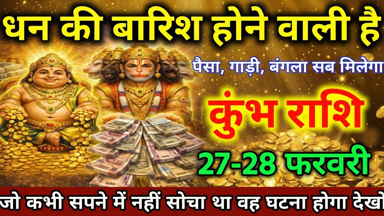 कुंभ राशि,27-28 फरवरी 2026 धन की बारिश होने वाली हैं पैसा गाड़ी बंगला सब मिलेगा ।