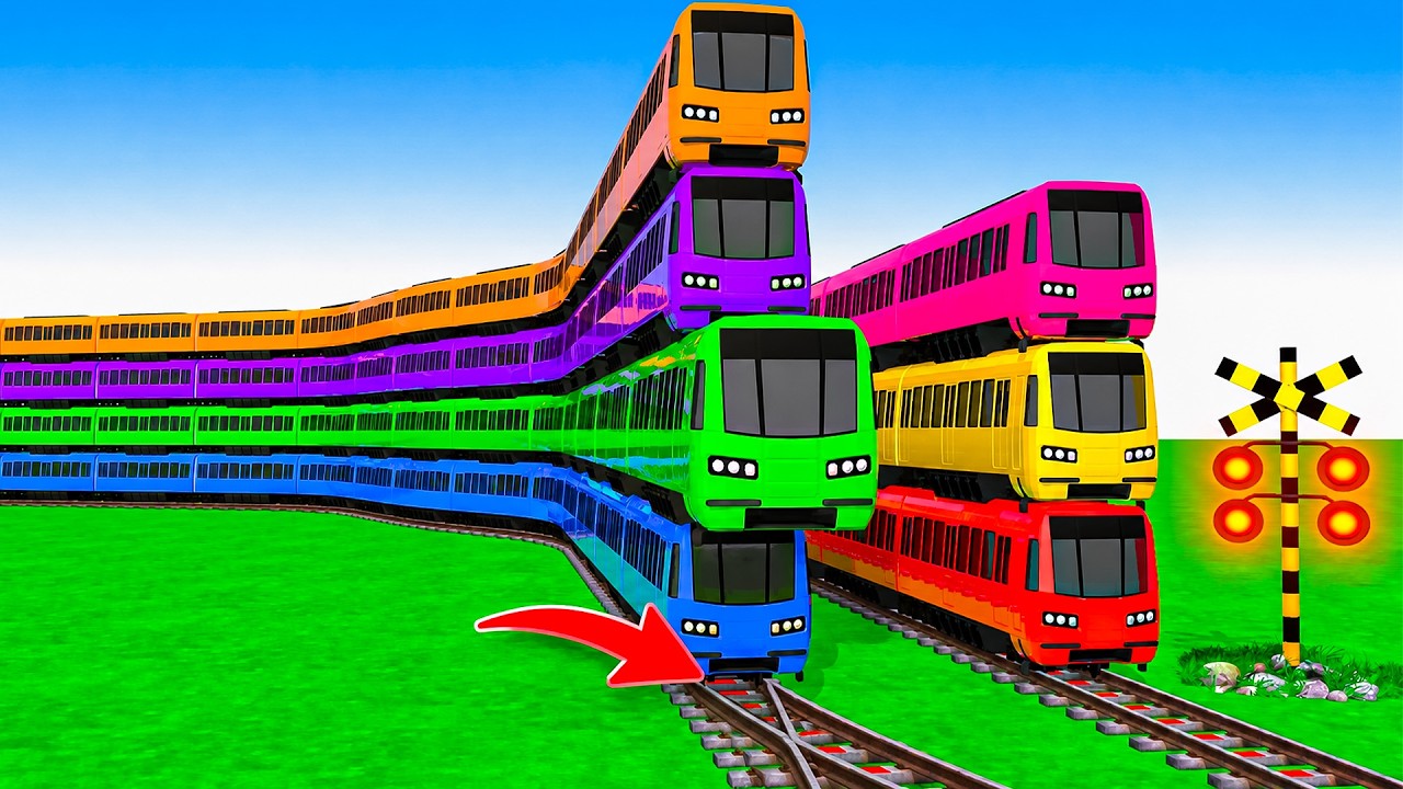 【踏切アニメ】🚂 Hero Train Takes the WRONG Track! 😱 Dangerous Railway Switch Ahead ! 3D Train Animation #1