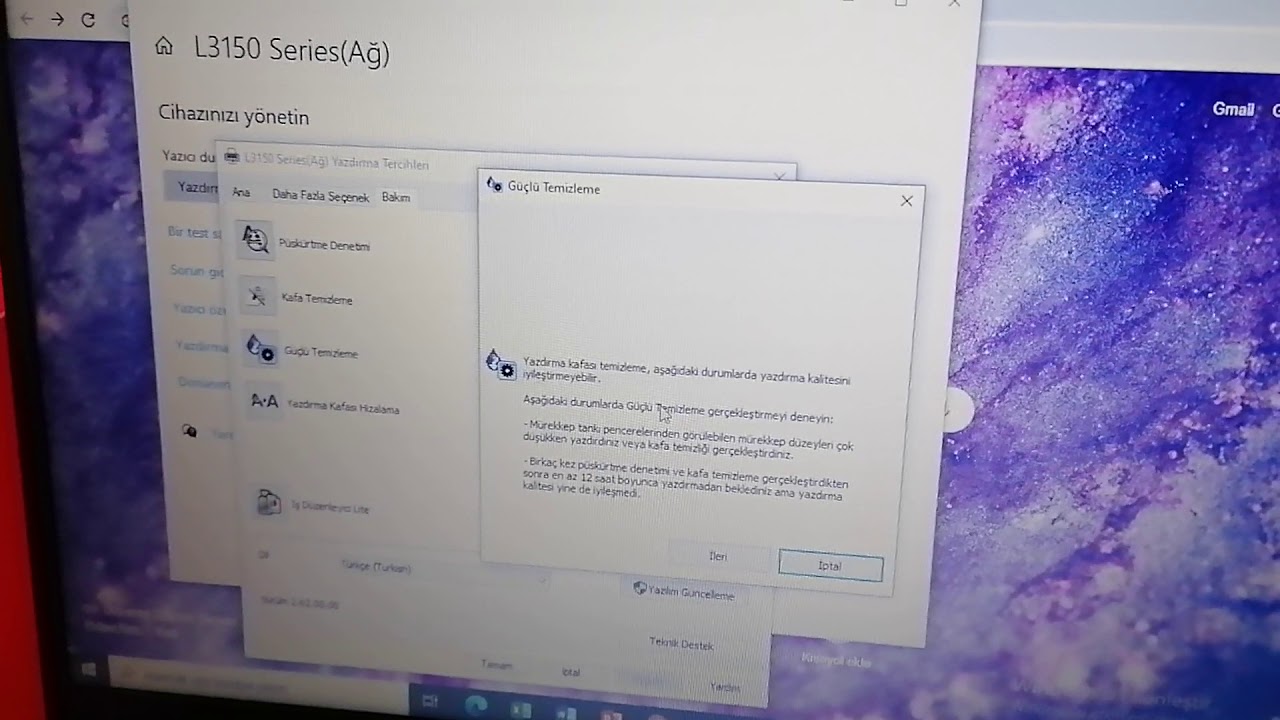 Epson l3150 renkli yazmıyor, sorun çözümü