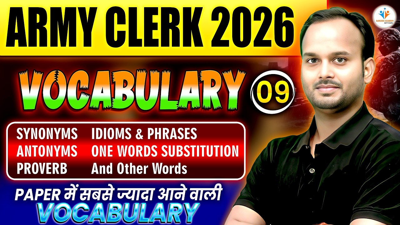 VOCAB SHOW Day 09| ARMY BHARTI 2026 | Important Words | Class 09