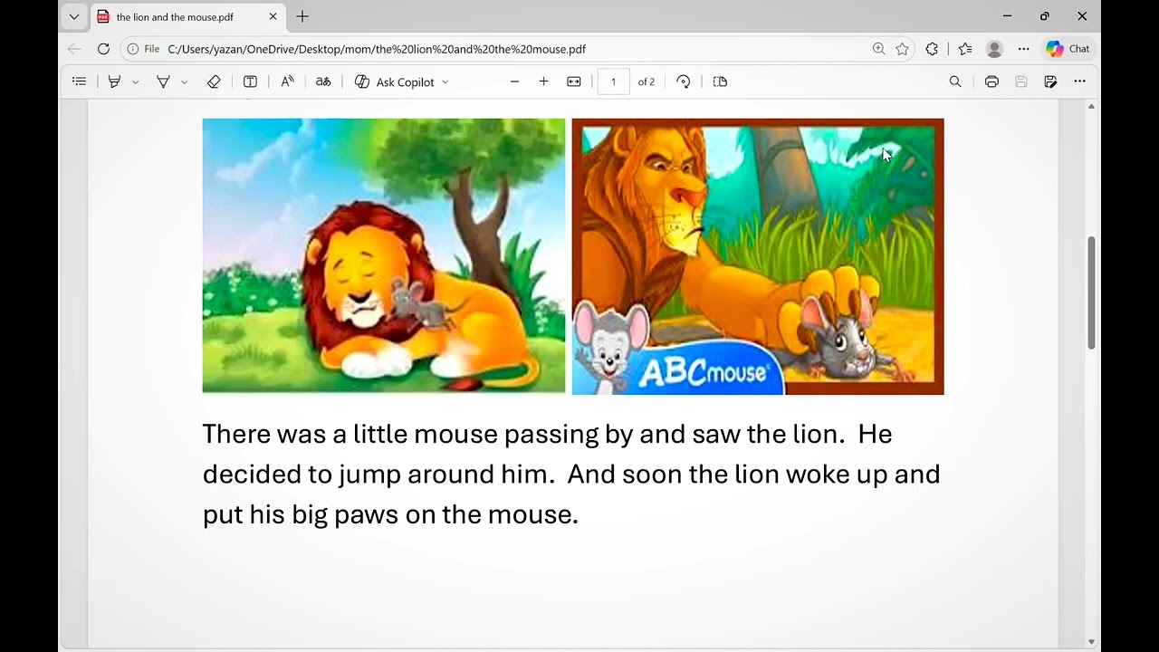 قصة الأسد والفأر للأطفال باللغة الإنجليزية (The lion and the mouse) a story for kids