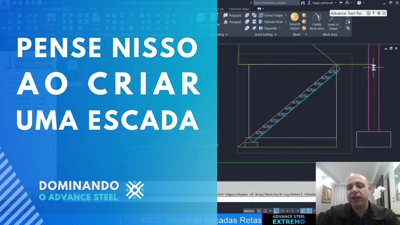Pense nisso ao criar uma escada no Advance Steel