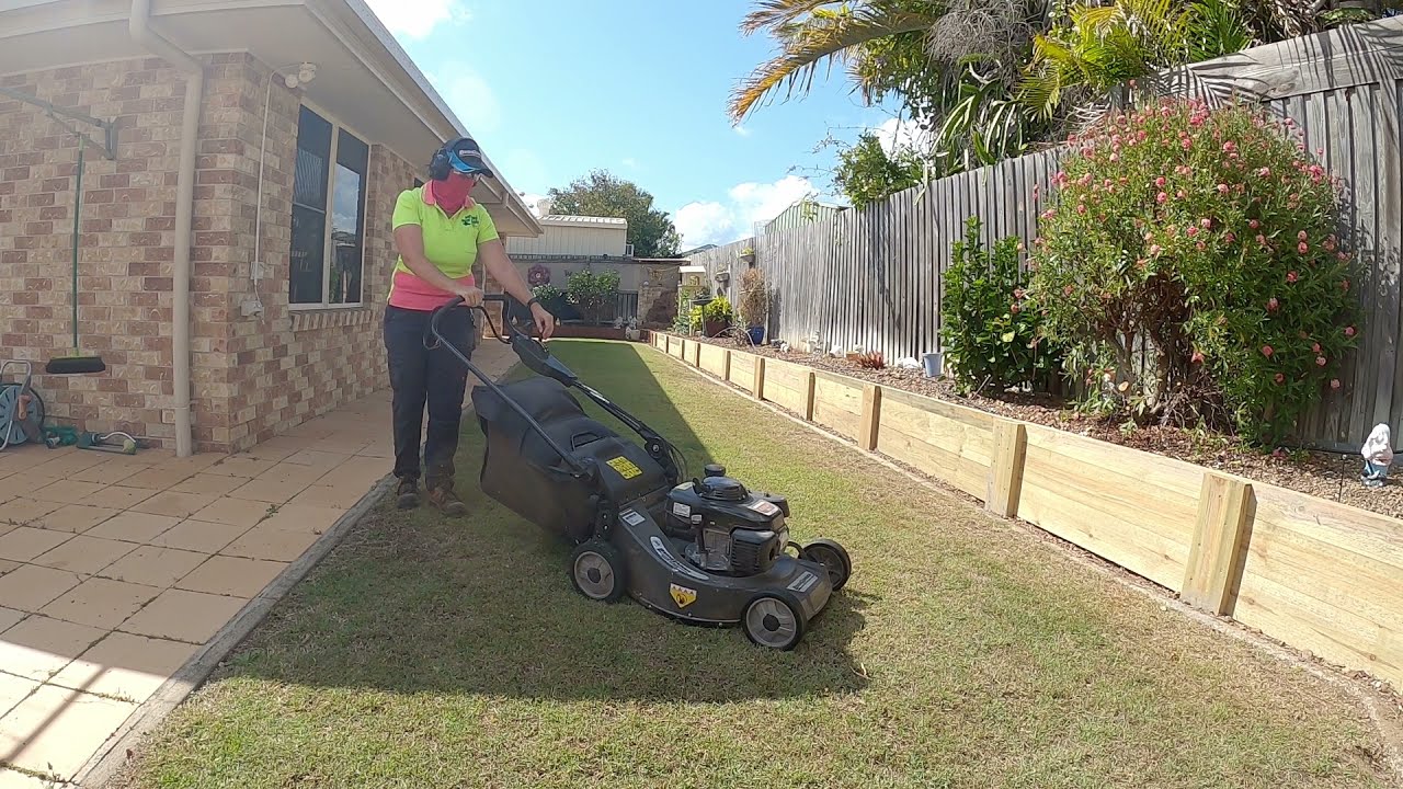 Little lawn mow with a Bushranger push mower