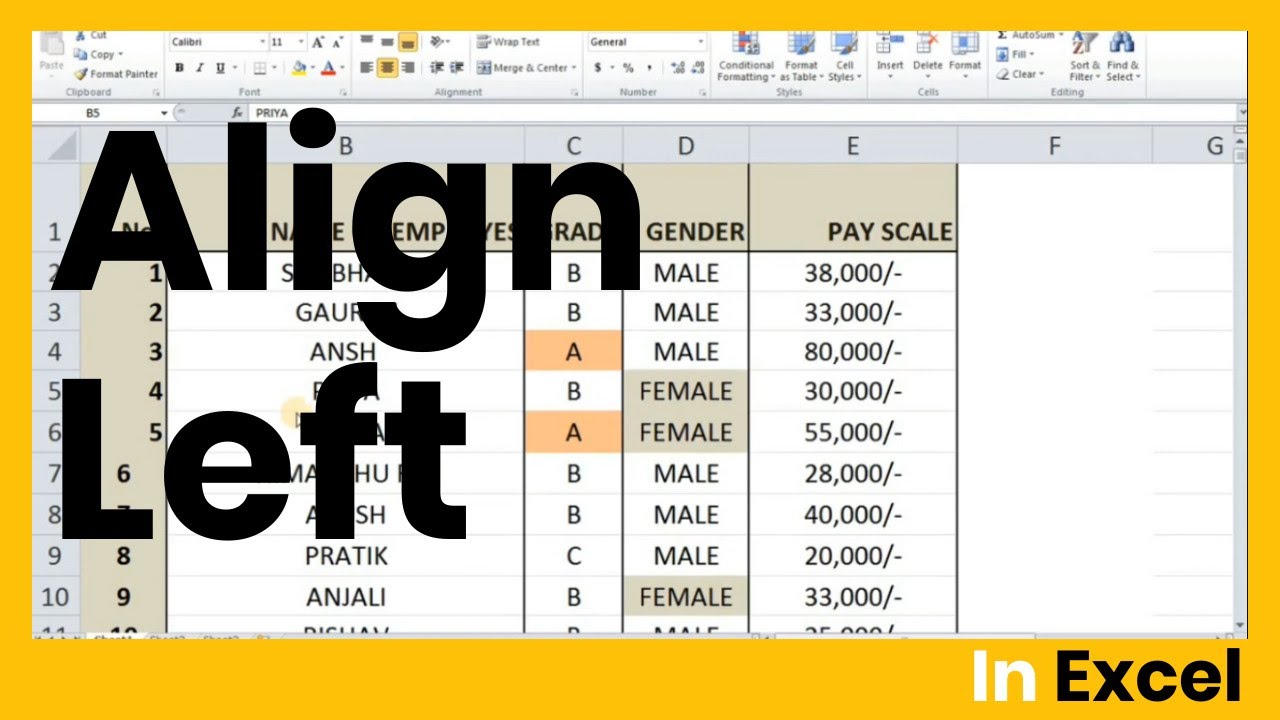How to Align Left in Excel- Align Left in Excel Tutorial