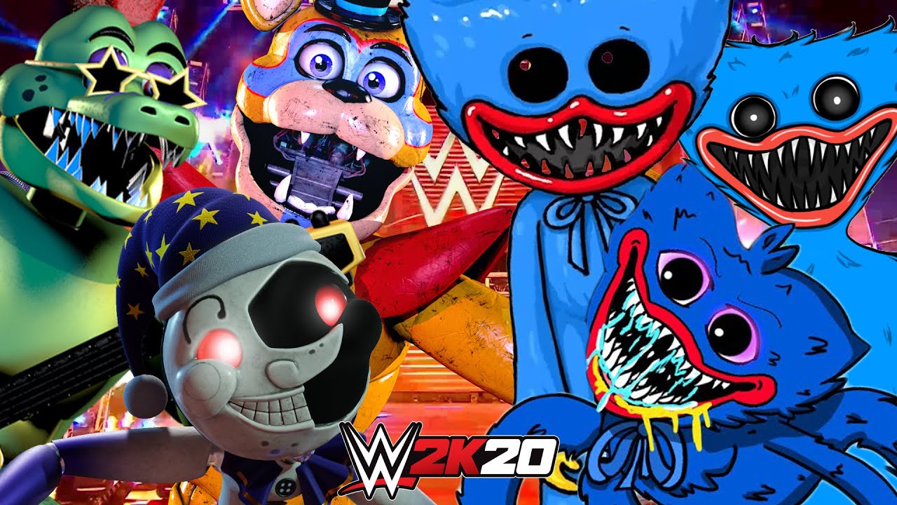 FNAF SECURITY BREACH vs HUGGY WUGGY POPPY PLAYTIME | WWE 2K20