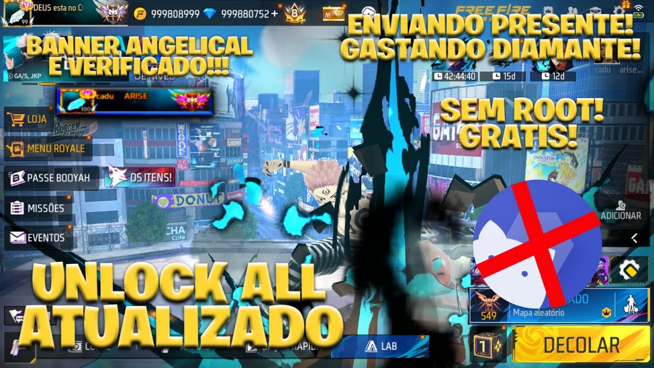SAIU!!!😱APLICATIVO LIBERANDO TUDO DO FREE FIRE( SEM CONFIRMAÇAO DE ID, SEM ERRO)