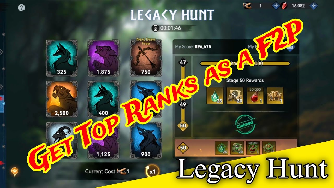 Legacy Hunt - How to get top Ranks as a F2P | Guide Video for F2P Players. 