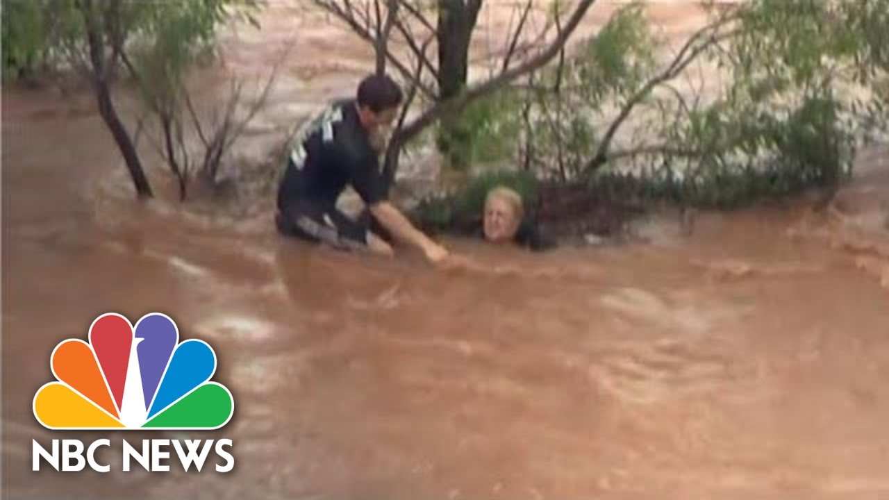 WATCH: Rescuers Save Woman From Rushing Oklahoma Flood Waters | NBC News