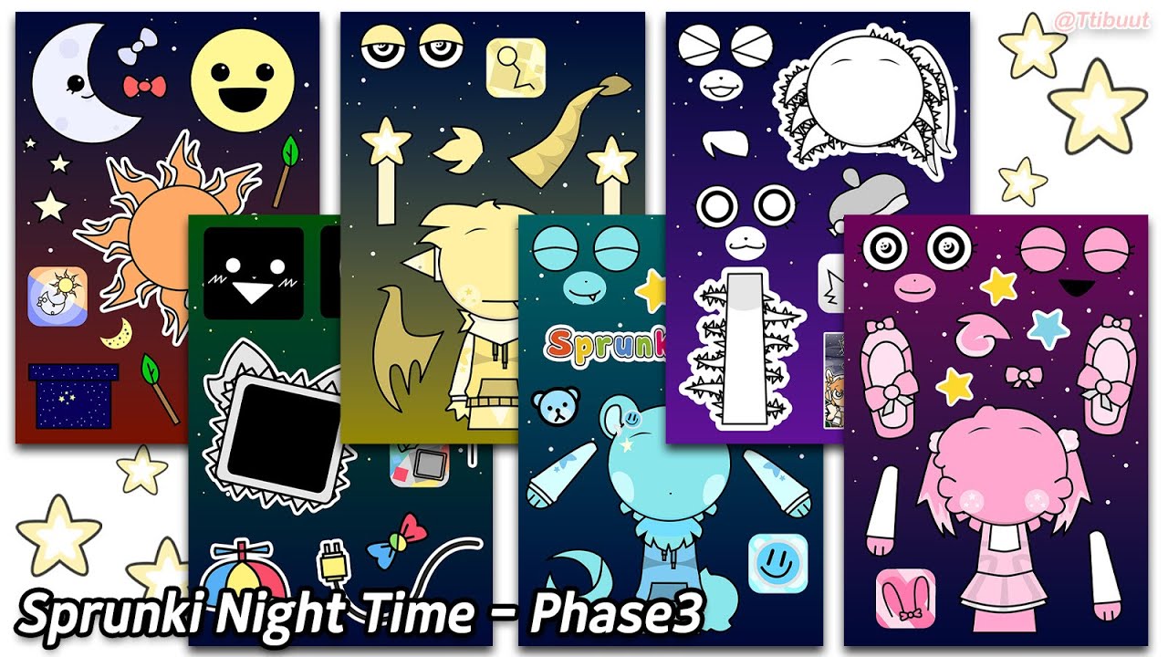 Sprunki Night Time Phase3 Sticker Book ✨ 스프런키 나이트 타임 3단계 스티커 asmr