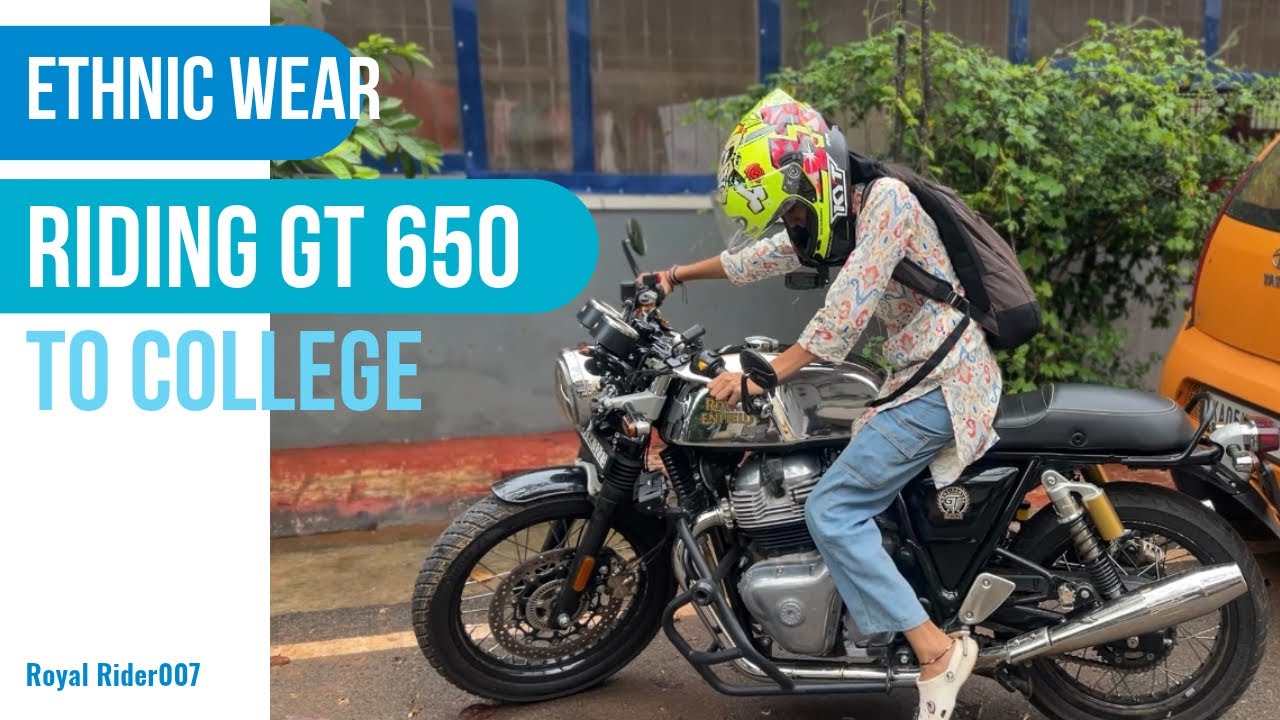 Riding GT 650 in kurta to college😍🔥| kannada vlog | dharwad | bvb  | motovlog | girlrider | gt650 |