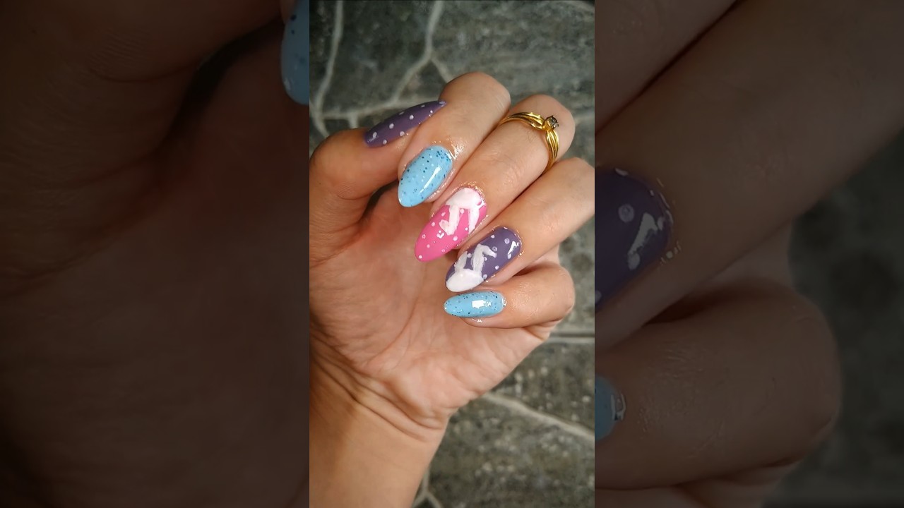 P&aacute;scoa Nails inspira&ccedil;&atilde;o coelho #unhas #pascoa #nails #coelho #nailart  #pascoanails
