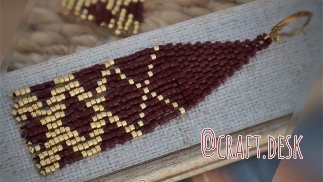 Beaded Earrings- Fringe Earrings- Two Drop Brick Stitch