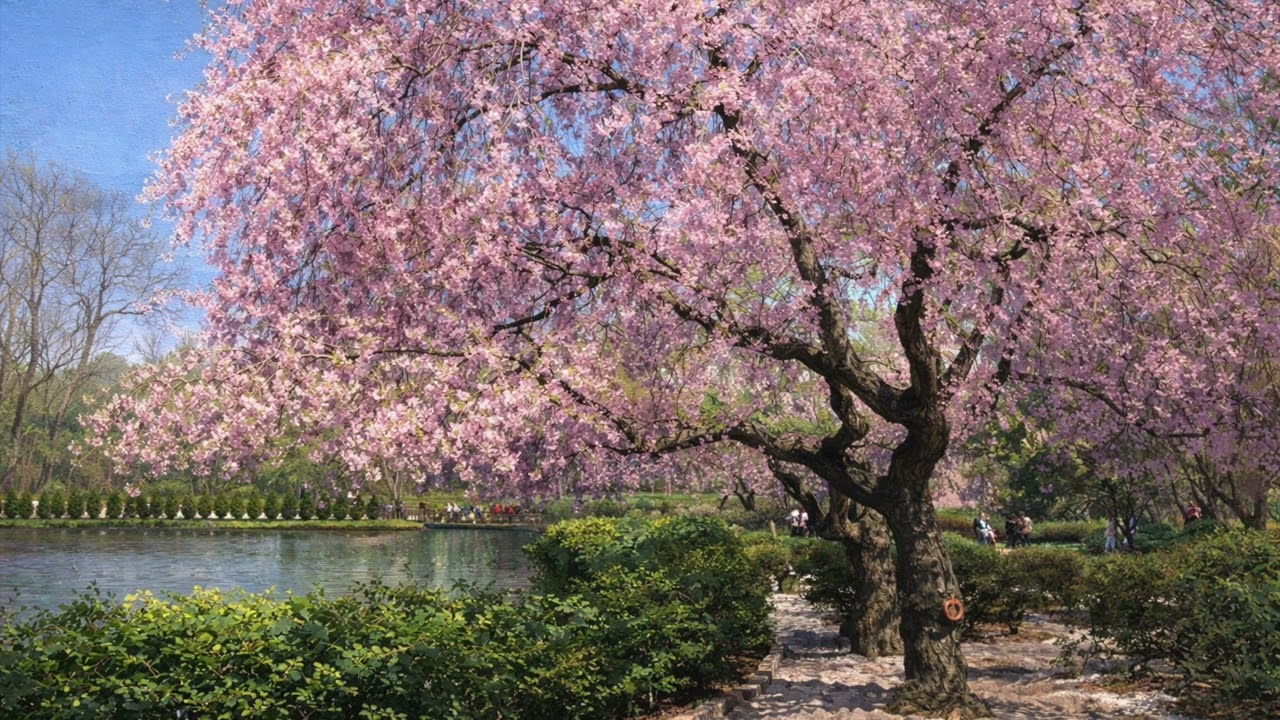 Spring Cherry Blossom Screensaver 🌸 | Upbeat Lofi Beats | 4 Hours