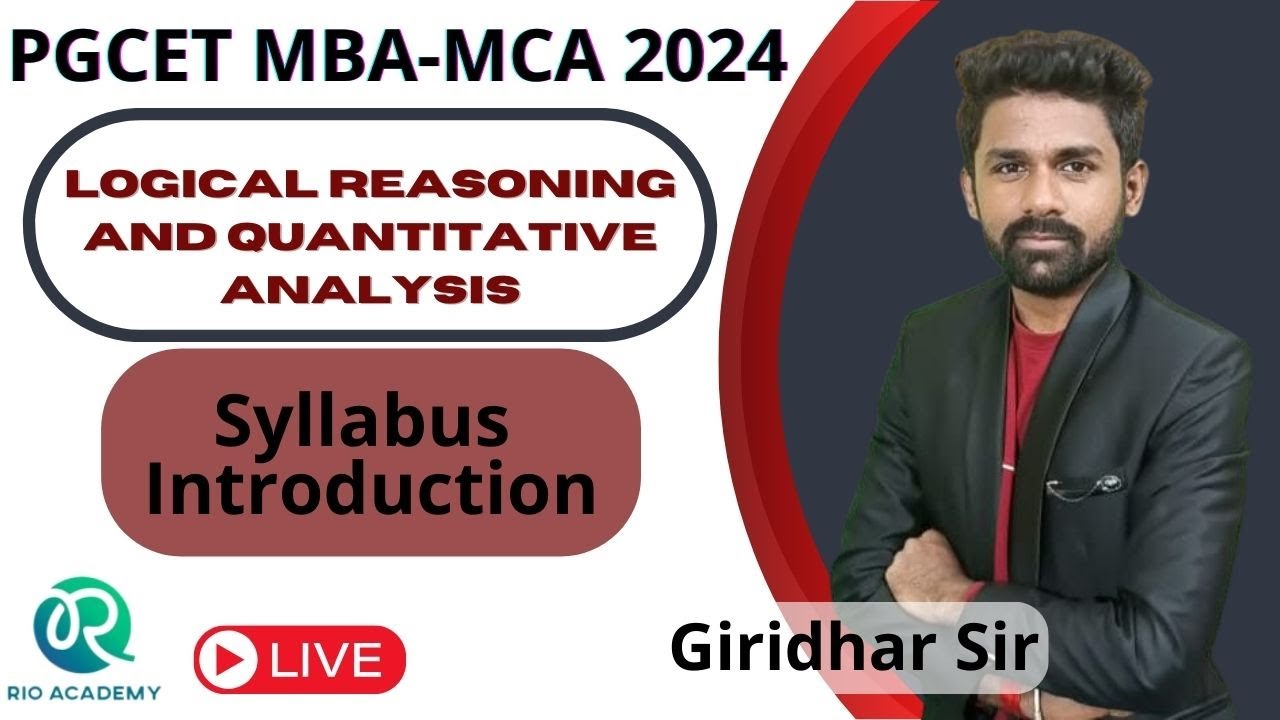 PGCET MBA/MCA-2024 | Logical Reasoning and Quantitative Analysis | Syllabus Introduction