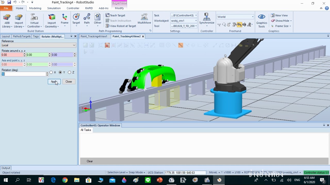 Robot  Studio  Simulation   IRB580  Paint  Sync tracking  Floor conveyor