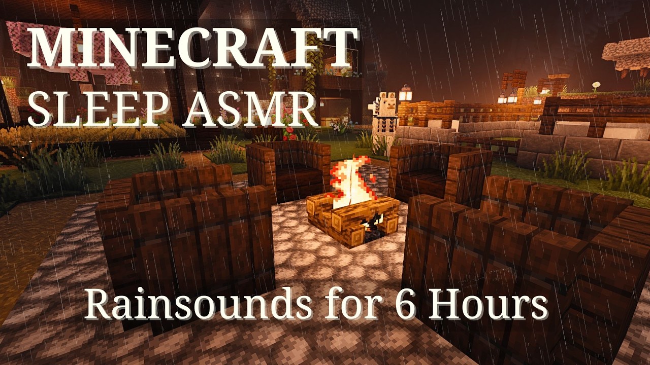 Minecraft ASMR for Sleep – 6 Hours of Heavy Rain & Building (No Music)