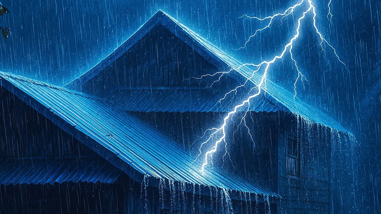 Fall into Sleep in Under 5 Minutes with Heavy Rain & Thunder on a Tin Roof of Farmhouse at Night