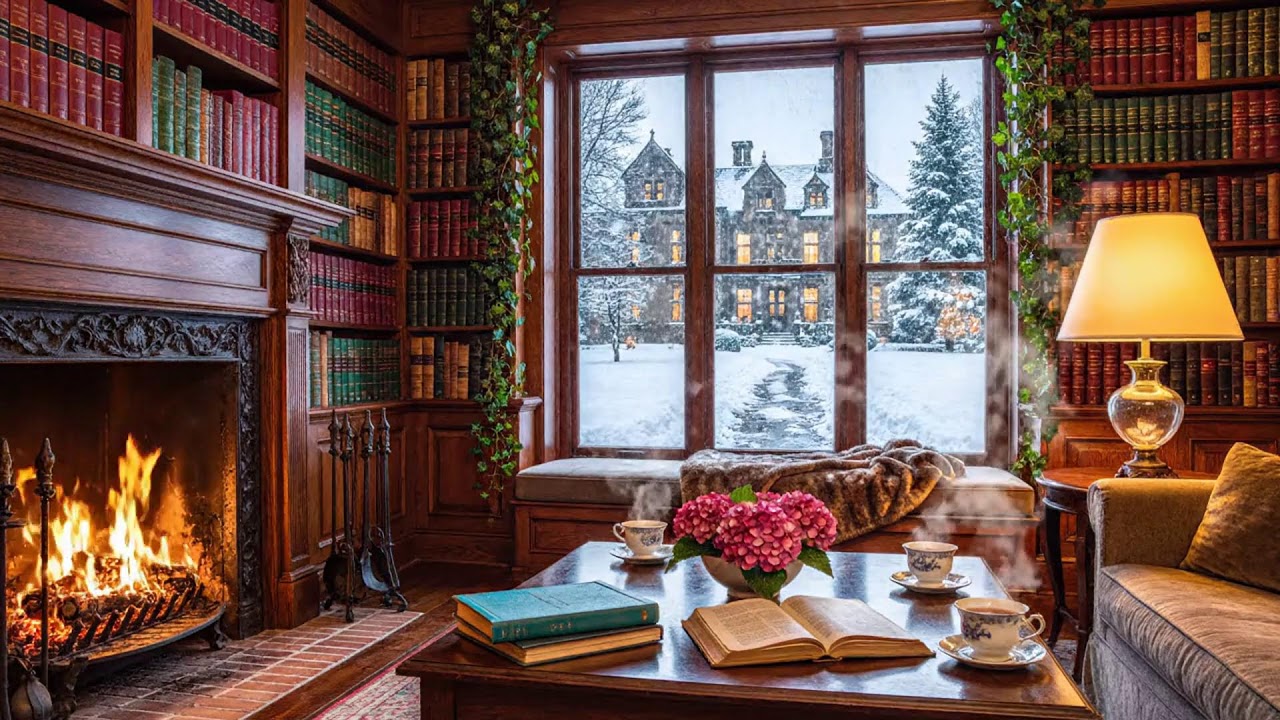 Good Mood Winter Jazz Piano 🎹 Cozy Coffee Shop & Fireplace Sounds (LIVE)