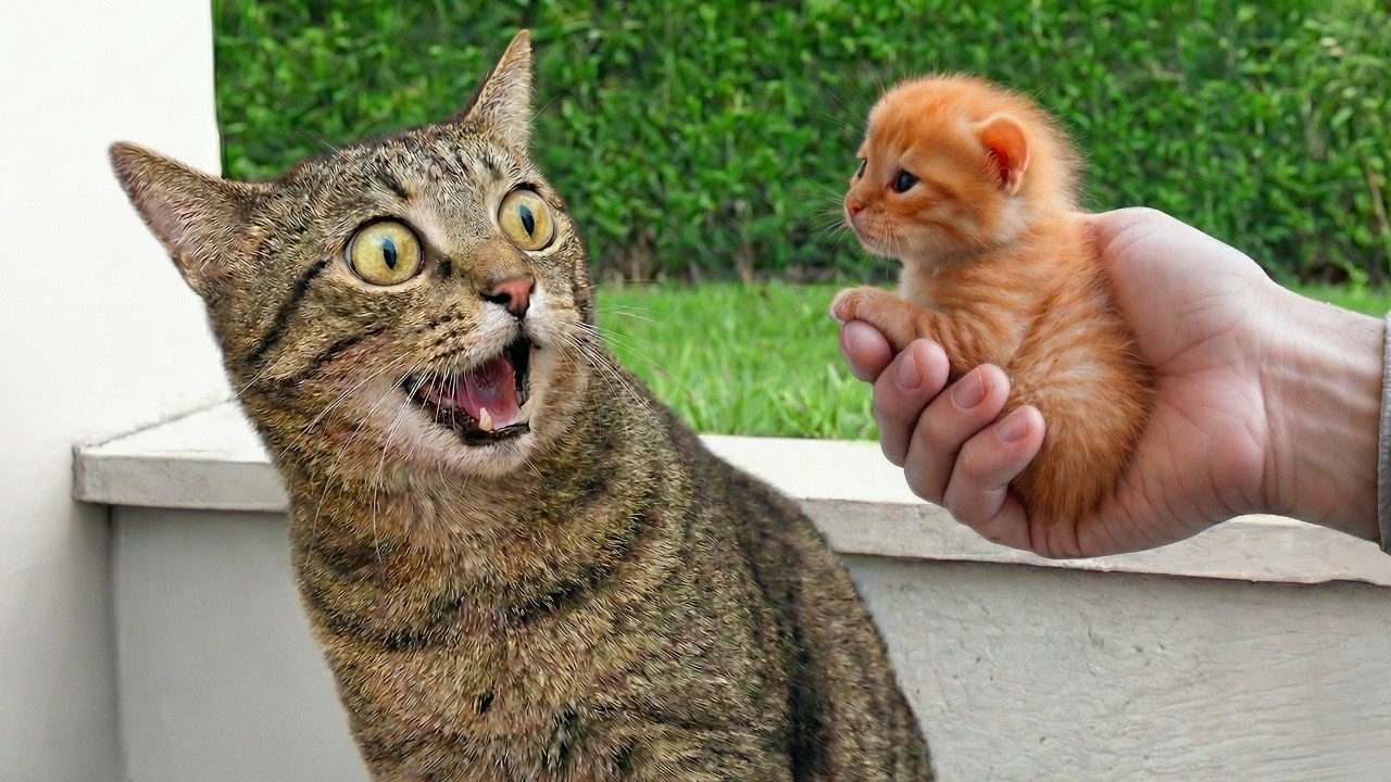 Забавные кошки реагируют на котят как на своих собственных детенышей 🤣