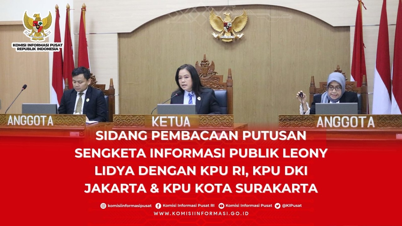 Sidang Pembacaan Putusan antara Leony Lidya dan KPU  Kota Surakarta, KPU RI, KPU DKI Jakarta