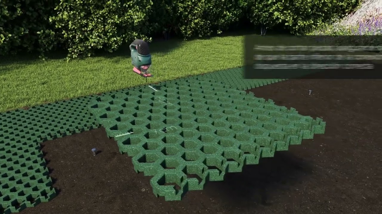 Rejilla de c&eacute;sped hexagonal - Instalaci&oacute;n exterior