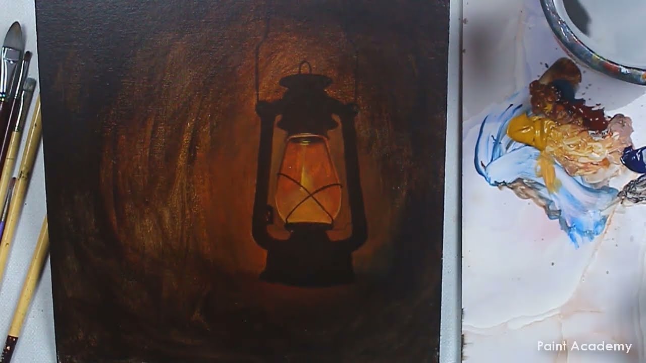 How to Paint Realistic Lantern in Acrylic | Acrylic Night Light Painting | step by step