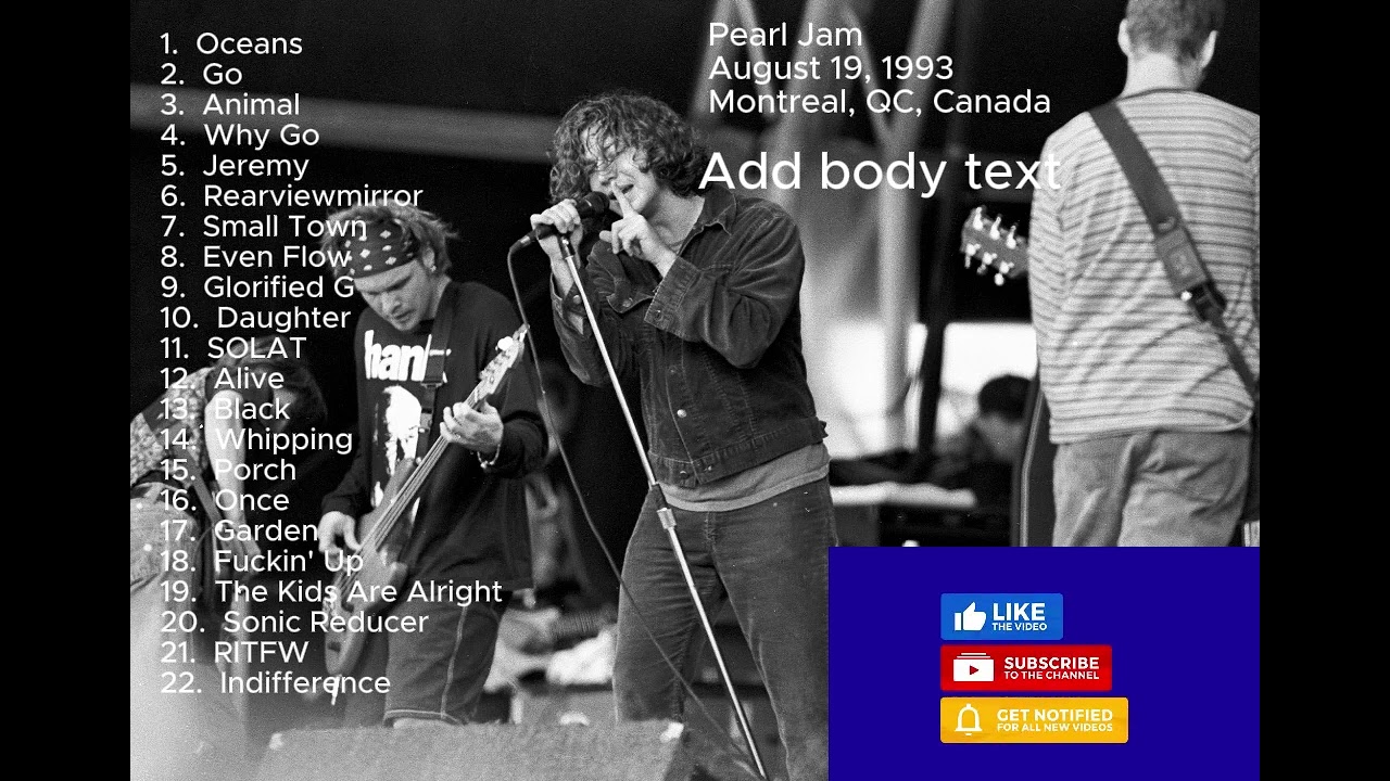 Pearl Jam August 19, 1993 Montreal Quebec Canada Full Show LIVE Concert 90's PJ Alternative Grunge