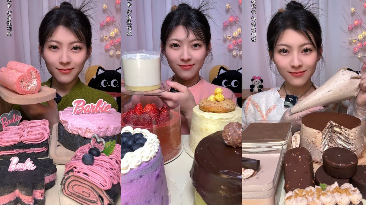 Chocolate Crepe&Chocolate PearlsCAKE 🎂🍰 & DessertASMR/EatingShow Challenge#cream #lavacakes#tiramisu