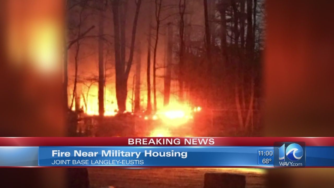 Wild brush fire near housing area of Langley Air Force Base