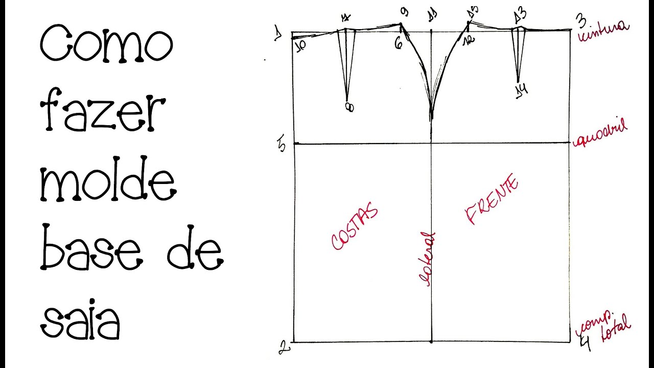 Como fazer molde base de saia reta