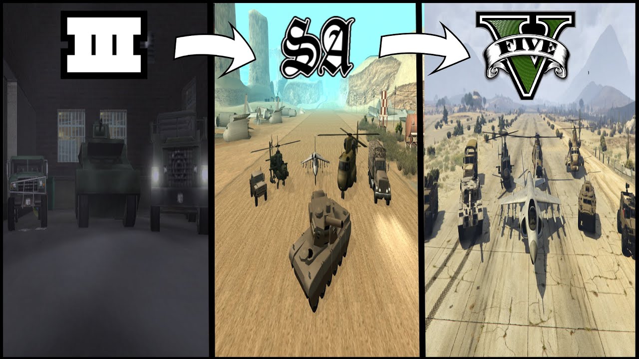 ЭВОЛЮЦИЯ ВОЕННОГО ТРАНСПОРТА В СЕРИИ ИГР GTA (1997→2022) ВСЯ ВОЕННАЯ ТЕХНИКА В ГТА