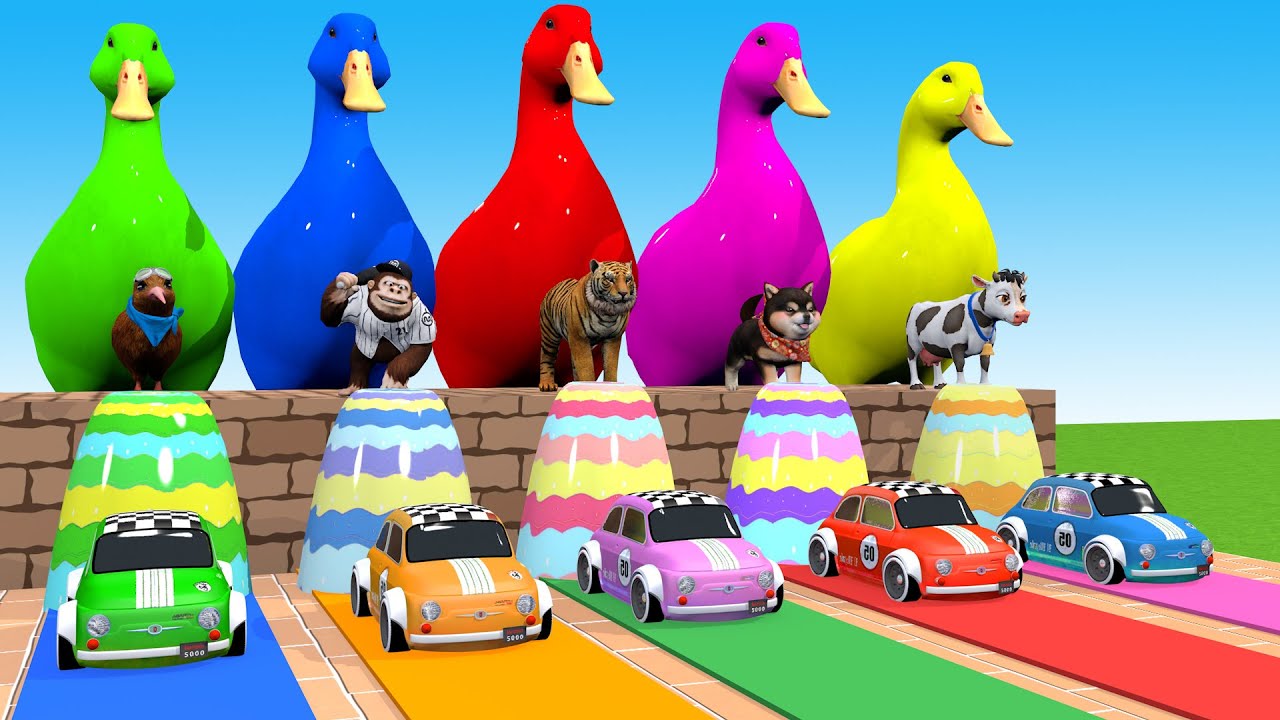 Long Slide Game With Cow Elephant Gorilla Hippopotamus Tiger 3d Animal Game Funny 3d Animals