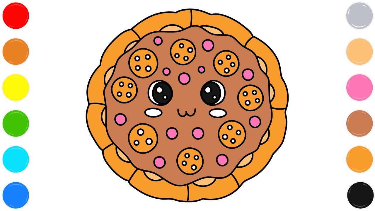 🍕 Pizza Coloring Page for Kids | Cute Fun Food Drawing Art 🎨