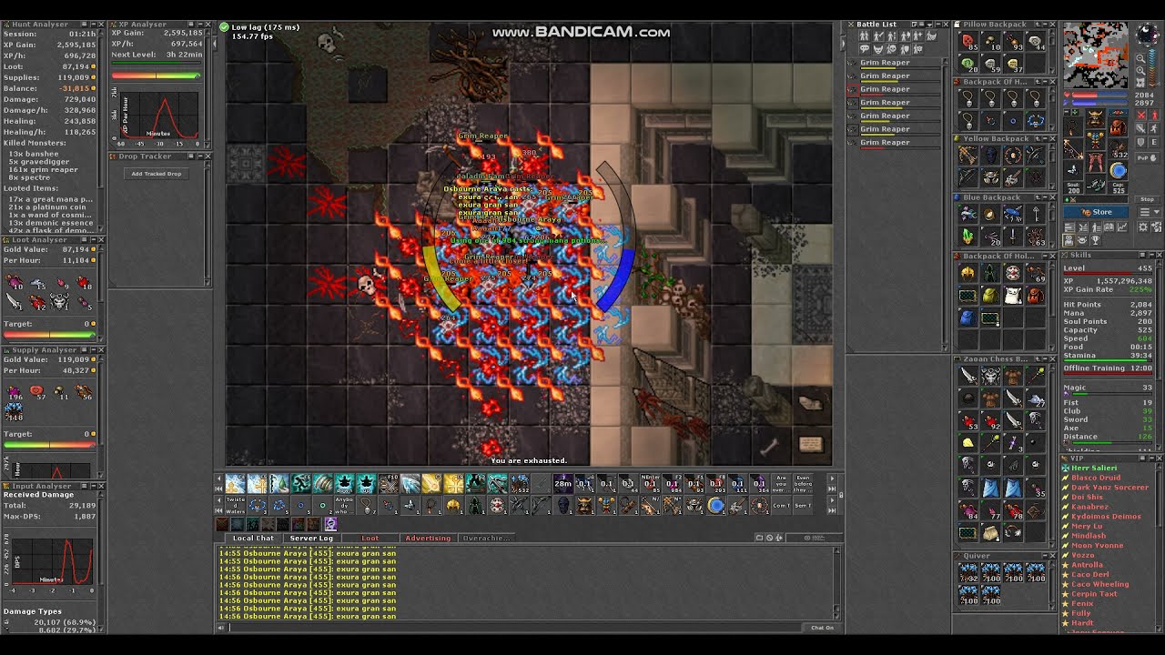 Atualização - Tibia Hunt Grim Reapers Drefia - RP level 450 - 4kk/hora (7kk com boost e prey)